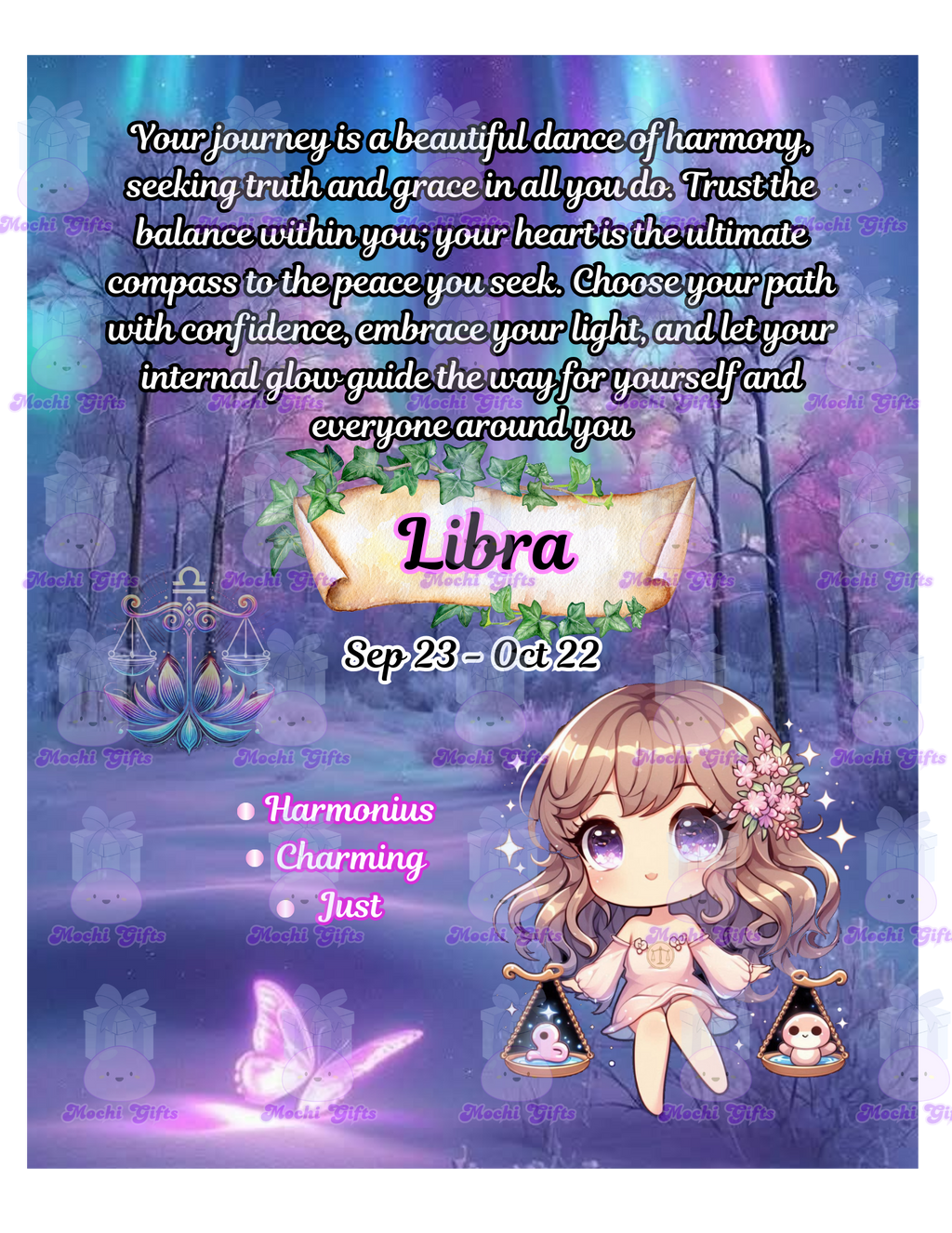 Libra Zodiac 8x10 Metal Print - Harmonius Charming Just Art