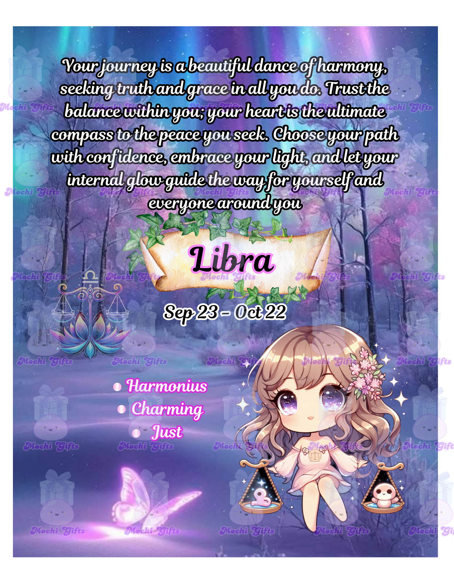 Libra Zodiac 8x10 Metal Print - Harmonius Charming Just Art