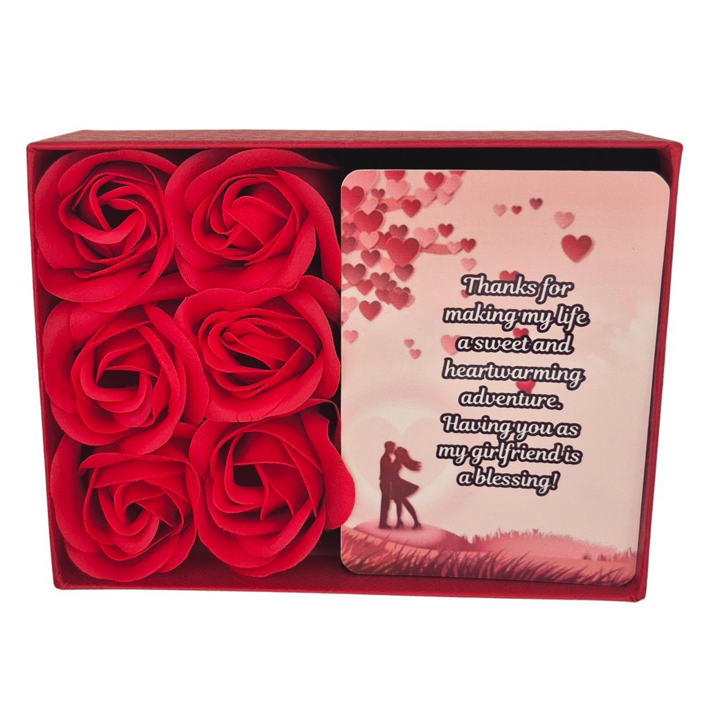 Eternal Heart Jewelry & Artisan Soap Rose Gift Set – Stainless Steel Necklace & Earrings with Customizable Message Card
