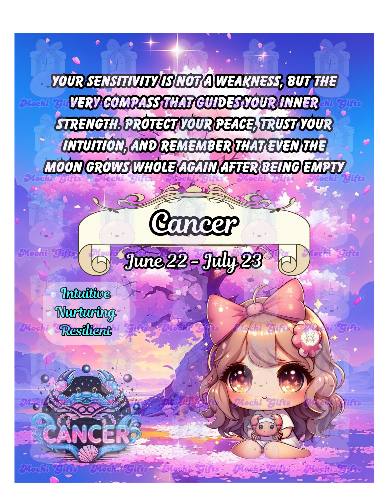 Cancer Cancer Zodiac 8x10 Metal Print - Intuitive Nurturing Resilient Art